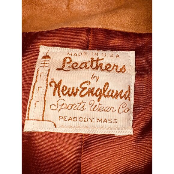 Vintage Leather by New England Classic Money Camel Leather Bomber Moto Jacket M - Picture 5 of 13